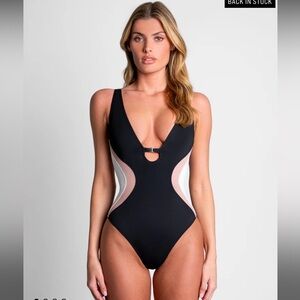 Chic Black and White One Piece Swimsuit